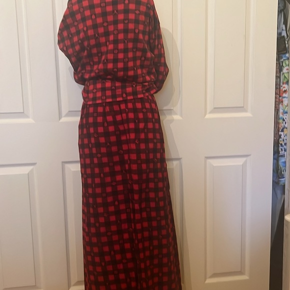 Woolrich red/black flannel turtleneck/button skirt set Med/8 - Picture 6 of 11